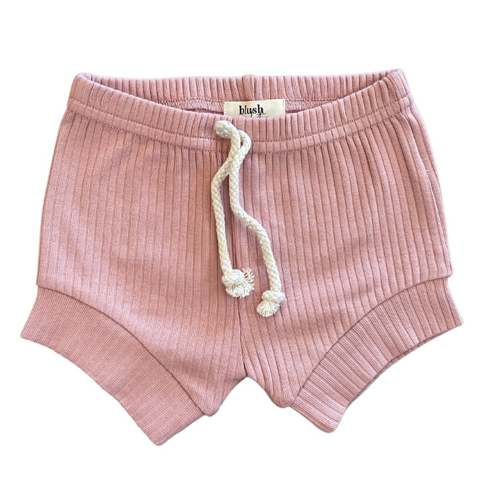 DUSTY ROSE | Blush Lotus ribbed organic baby toddler shorts